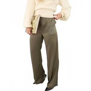 NEW DIOMI silk straight leg pants in loden
